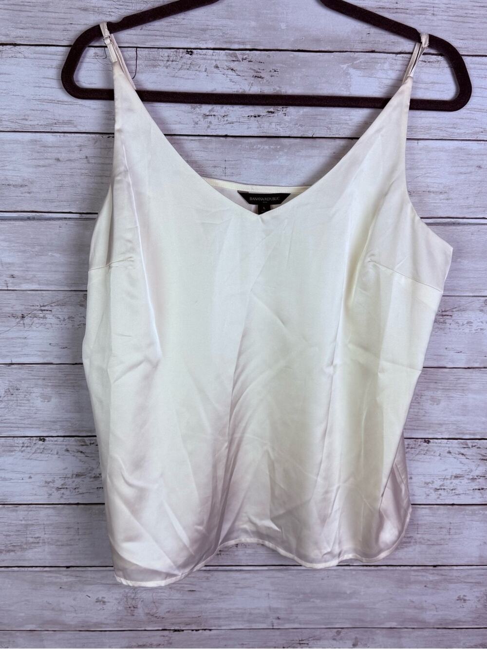 Banana Republic Factory Cream Satin V-Neck Cami